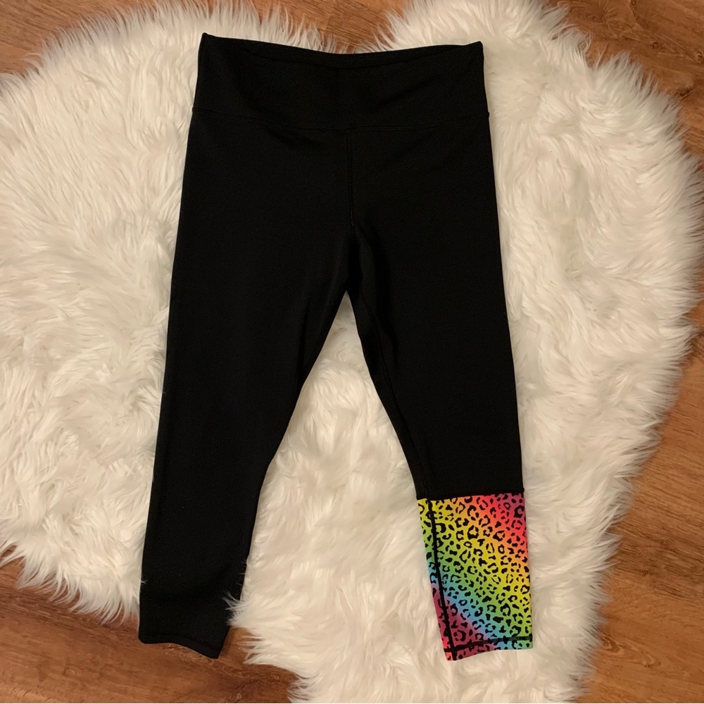 ZYIA Yoga Rainbow Leopard Light n Tight Hi-Rise 7/8 24” Sz 14-16 Activewear 1791